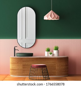 Modern bathroom in art deco style 3D visualization