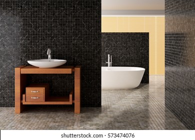 modern bathroom including bath and sink