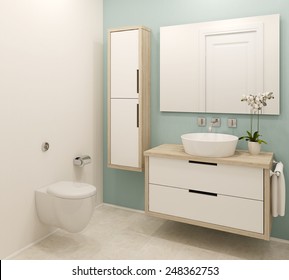 Modern Bathroom Interior. 3d Render.