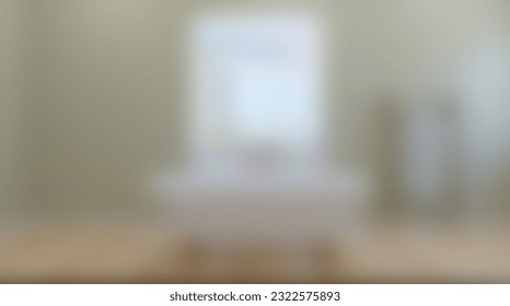 Modern bathroom with large window. 3D rendering.