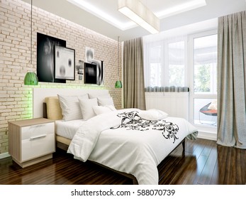 Modern bedroom interior design. 3d rendering