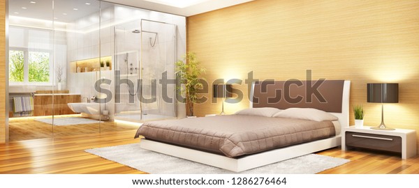 Modern Bedroom Interior Design Combined Modern Stock