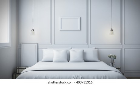 Modern Bedroom, Wall - Building Feature, Interior, Design; 3D Rendering