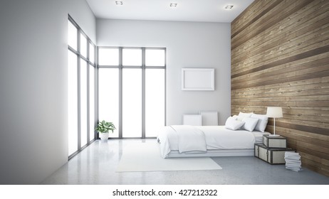 Modern Bedroom, Wall - Building Feature, Interior, Design; 3D Rendering