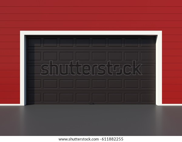Modern Black Garage Door On Red Stock Illustration 611882255