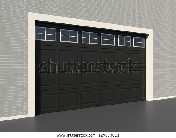 Modern Black Garage Door Windows Stock Illustration 129873011