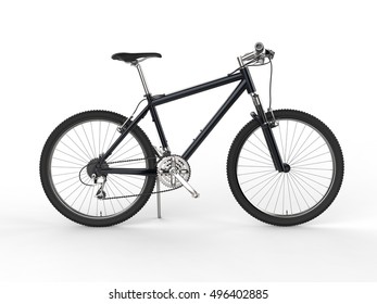 Modern Black Mountain Bike - Side View - 3D Illustration