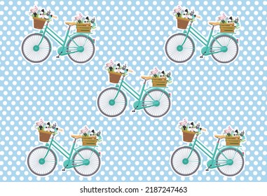 Modern Blue Polkadot Background With Bicycle Ornament