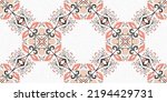 Modern boho geometric floral quilt style seamless border pattern. Shabby chic scandi repeat trim edge background with linen banner effect.