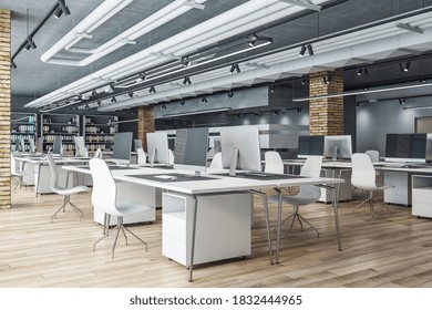 Modern Brick Loft Office Interior Shelves Stock Illustration 1832444965 ...