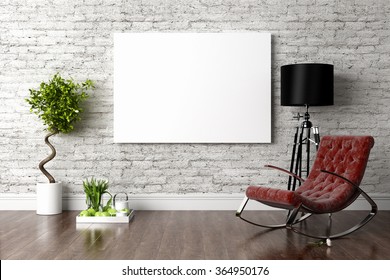 Modern bright interior. 3D render