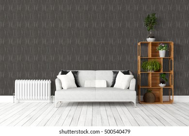 Modern bright interior . 3D rendering