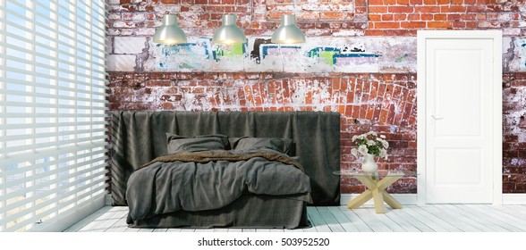 Modern bright interior . 3D rendering