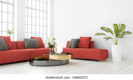 Modern bright interior . 3D rendering