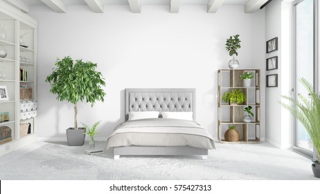 Modern bright interior . 3D rendering