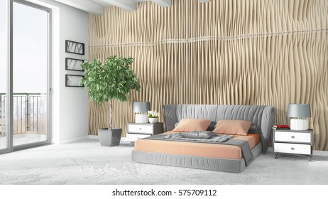 Modern bright interior . 3D rendering - Shutterstock ID 575709112