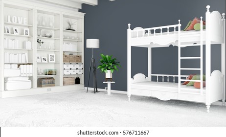 Modern bright interior . 3D rendering