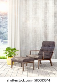 Modern bright interior . 3D rendering