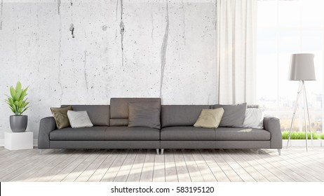 Modern bright interior . 3D rendering