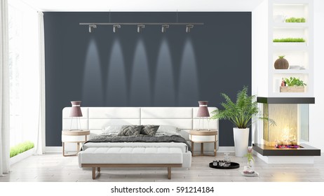 Modern bright interior . 3D rendering