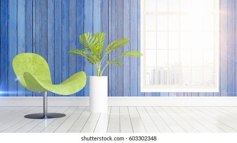 Modern bright interior . 3D rendering