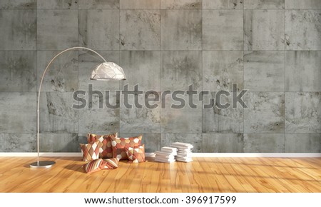 Modern bright interior . 3D rendering