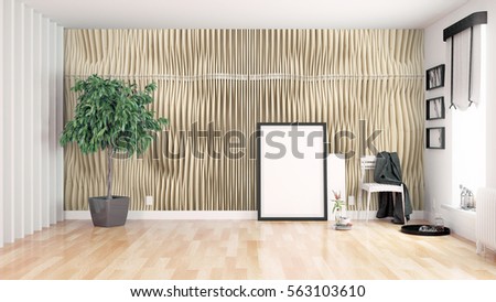 Modern bright interior . 3D rendering