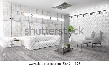 Modern bright interior . 3D rendering