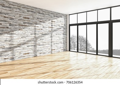 Modern bright interiors. 3D rendering illustration