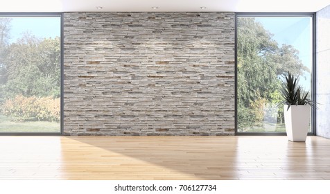 Modern bright interiors. 3D rendering illustration