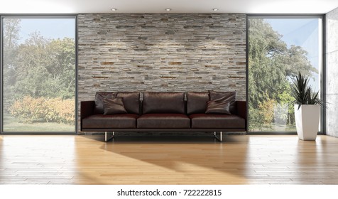 Modern bright interiors. 3D rendering illustration