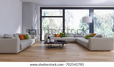 Modern bright interiors. 3D rendering