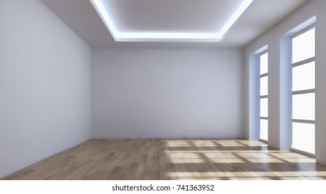 Modern Bright Interiors Empty Room 3d Stock Illustration 741363952 