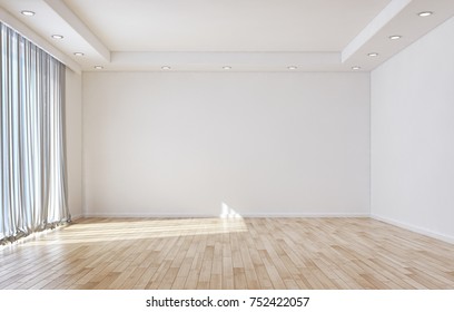 Modern Bright Interiors Empty Room. 3D Rendering Illustration