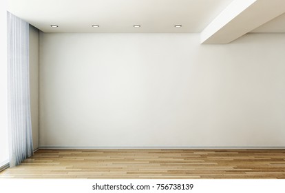 Modern Bright Interiors Empty Room. 3D Rendering Illustration