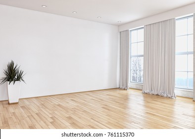 Modern bright interiors empty room. 3D rendering illustration