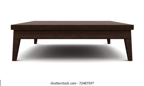 Modern Brown Wooden Table Isolated On White Background