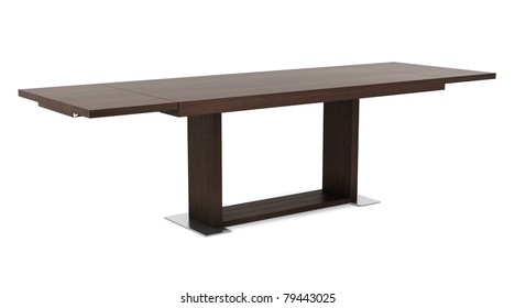 Modern Brown Wooden Table Isolated On White Background