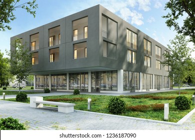 Modern Building Architecture. 3D Rendering.