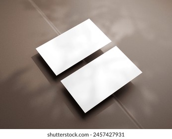 Modern business card mockup template with brown background. Mockup design for presentation branding, corporate identity, advertising, stationery, graphic designers presentations. 3d Rendering - Powered by Shutterstock