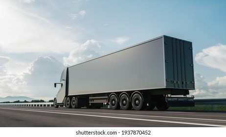 Modern Cargo Truck At Sunset. 3d Illustration