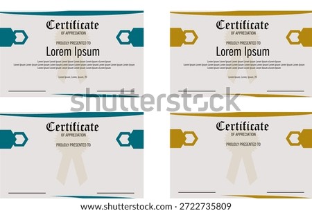 Modern Certificate Template Design with Two Color Variations for Award and Achievement