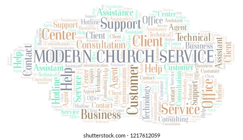 Modern Church Service Word Cloud.