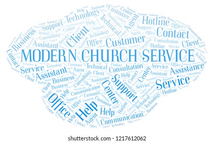 Modern Church Service Word Cloud.