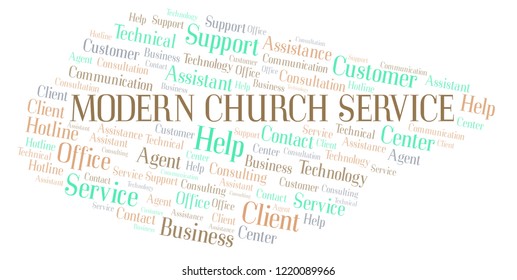 Modern Church Service Word Cloud.