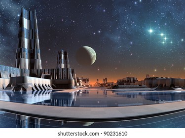 alien backgrounds planet city