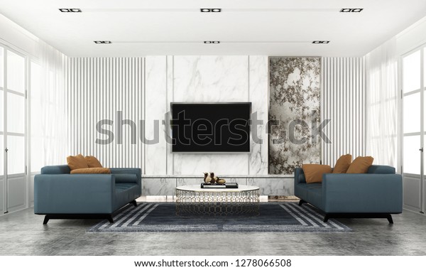 Modern Classic Living Room Interior Design Stock