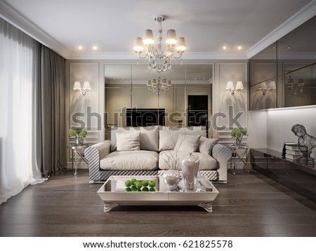 modern classic new traditional living roomのイラスト素材 621825578