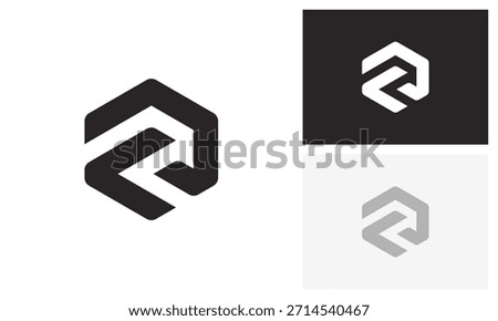 A modern and clean logo design featuring an abstract shape of initial letter inside a rounded hexagon. Ideal for technology companies, innovative businesses, or brands seeking a unique