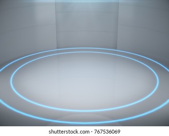 Modern clean research laboratory,Empty room with window light.3d rendering